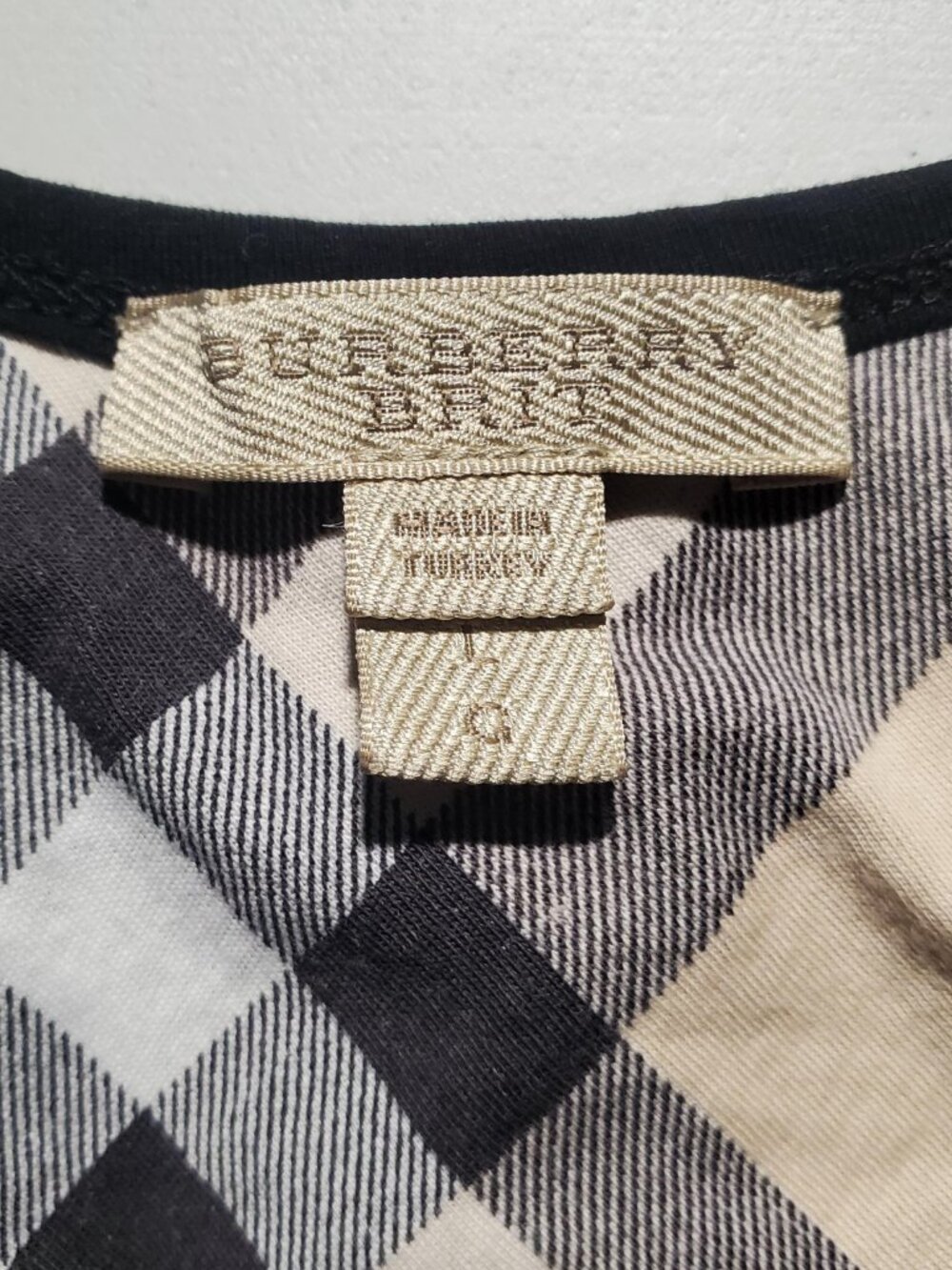 Burberry Brit Black Tank With Plaid Trim Sz L Women's - Shipping incl - Picture 3 of 16